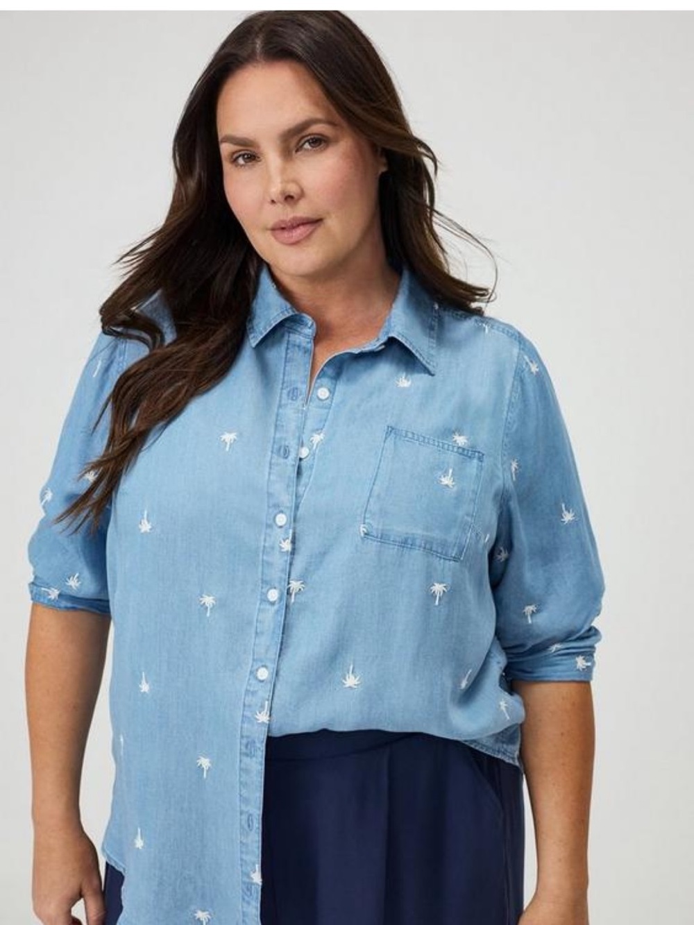 Torrid-Lizzie Embroidered Button-Front Women's Top